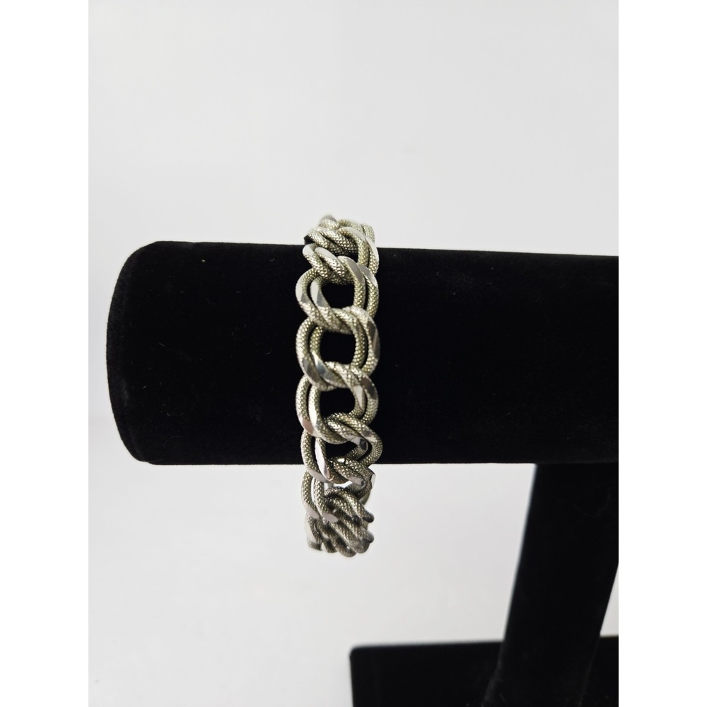 Vintage Napier Heavy Braided Bracelet Silver Tone Statementā 8" Wide Link MCM